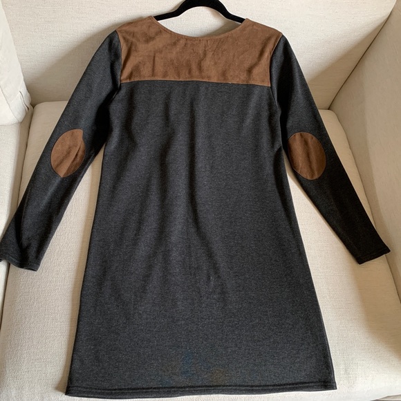 She and sky gray and brown suede dress - Picture 2 of 8